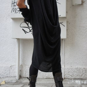 Loose Tunic Top / Extravagant Dress/ One size / Black Long Knit Dress / Oversize Knit Top A02092 image 3