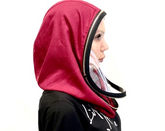 Linen Fully closed Face Shield, Full Face Covering , polycarbonate Shield, Face protective Shield ,Linen Hood Anti-fog Spray hood by Aakasha