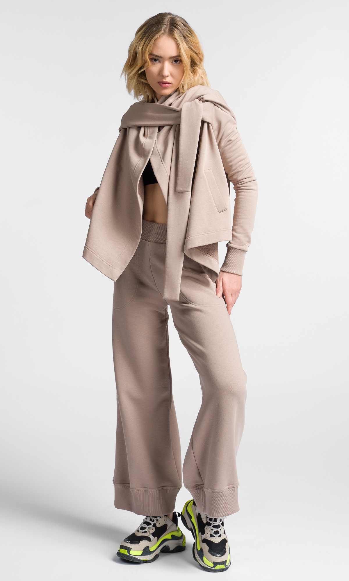 Hooded Wrap Sweatshirt & Soft Wide-leg Pants Set - Etsy