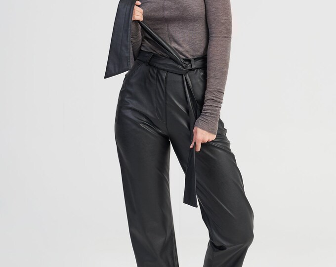 Eco Leather Pants With Belt