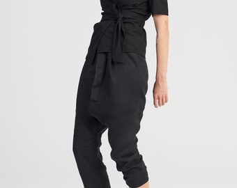 Linen Suit with Fastening Belts