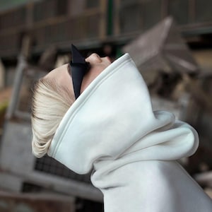 Fleece Cotton Warm Sweatshirt, Extra high collar pullover, Thumb holes with Pockets, Aakasha A08590