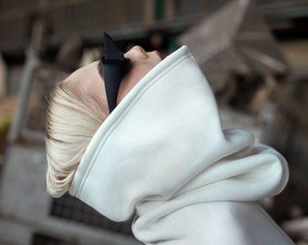 Fleece Cotton Warm Sweatshirt, Extra high collar pullover, Thumb holes with Pockets, Aakasha A08590