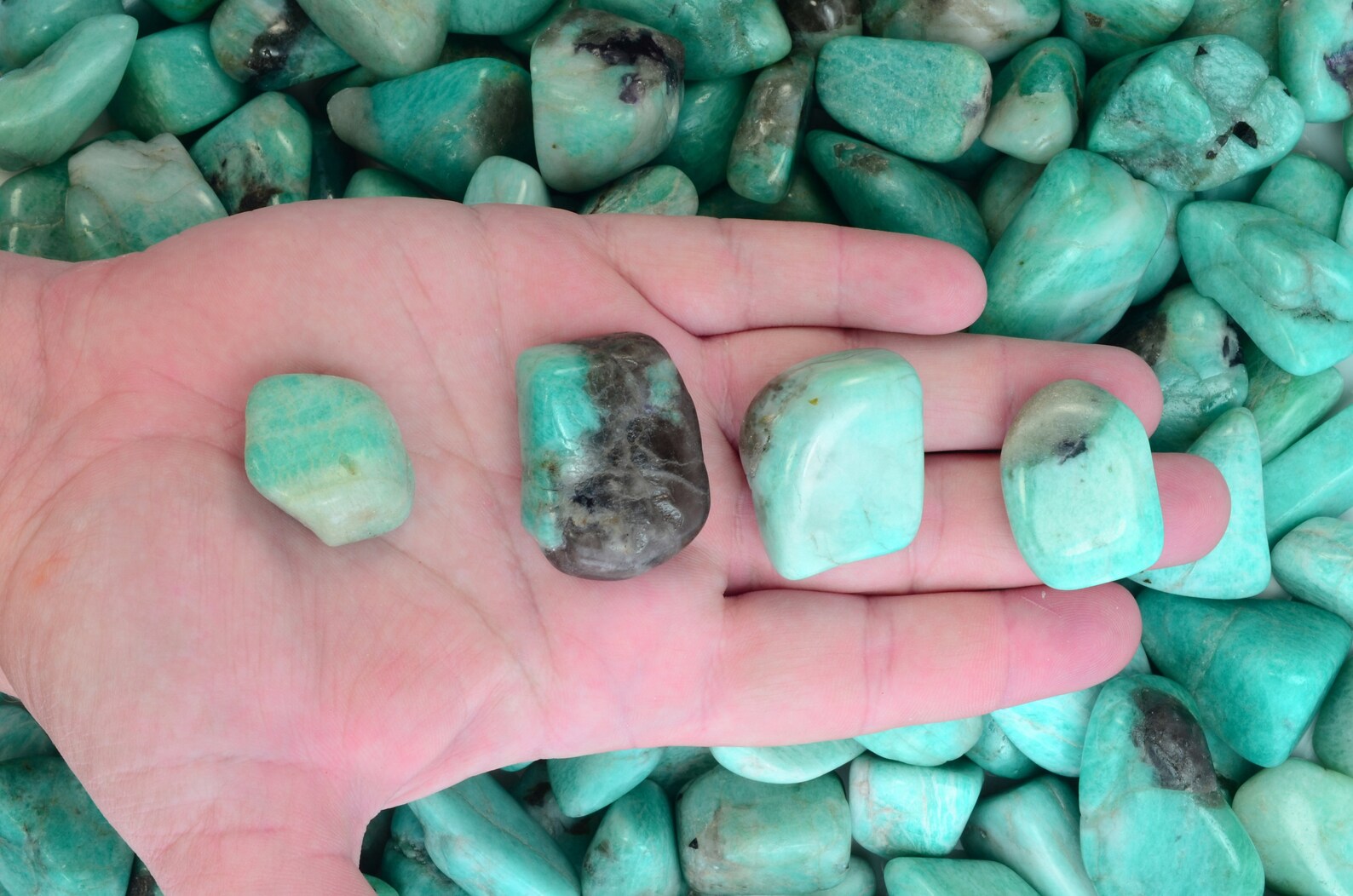 Fantasia Materials: 2 Lbs Tumbled Amazonite Stones From Madagascar ...