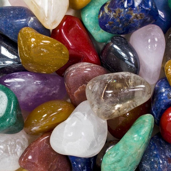 Fantasia Materials: 3 lbs Premium Brazilian Tumbled Polished Natural Stones Assorted Mix - Extra Large - 1.75" to 2"