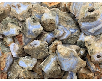 Fantasia Materials: Glacial Blue Lace Agate Rough Stones from Namibia