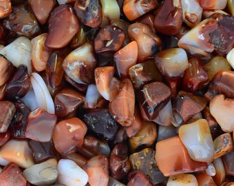 Fantasia: 1/2 lb Tumbled Carnelian Stones from Madagascar - Small - 0.75" to 1.5" Avg. - Premium Polished Rocks for Art, Crafts, Decoration