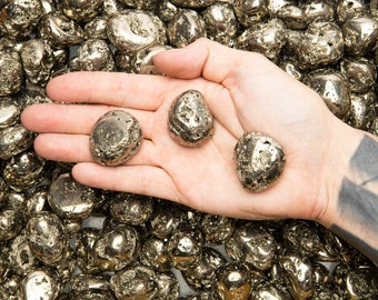 Fantasia Materials: 1 lb Natural Pyrite (Fools Gold) Tumbled Stones from Peru