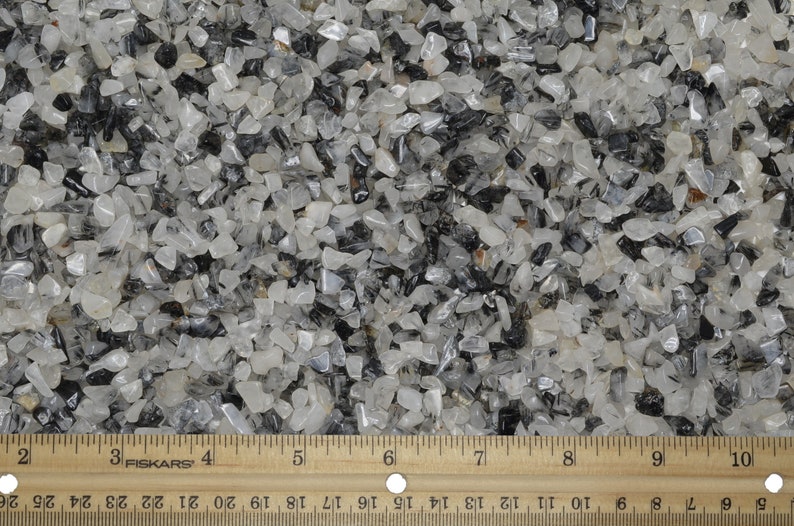 Fantasia Materials 1 lb of Tumbled Black Rutilated Quartz Chip Size Stones Polished Rocks!