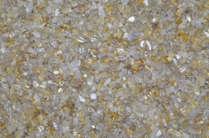 Fantasia Materials 1 lb of Tumbled Black Rutilated Quartz Chip Size Stones Polished Rocks!