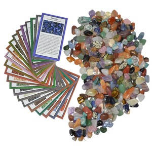 Materiales fantasia: 2 libras XXSmall piedras preciosas naturales pulidas caídas con tarjetas de identificación - promedio de 0.25 "a 0.75"