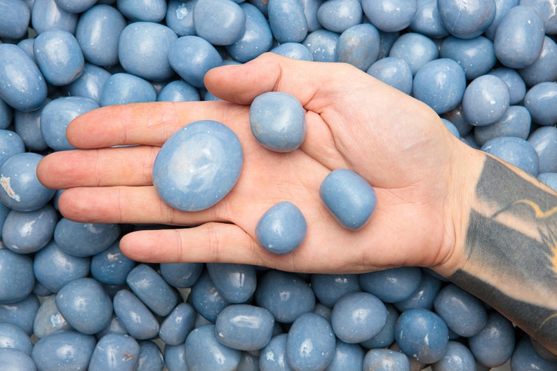 18 lb Natural Angelite Tumbled Stones from Peru Fantasia Materials
