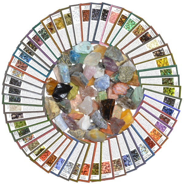 50 Different Rough Stones with Identification Cards - The Best Starter Rock Collection and Activity Kit!