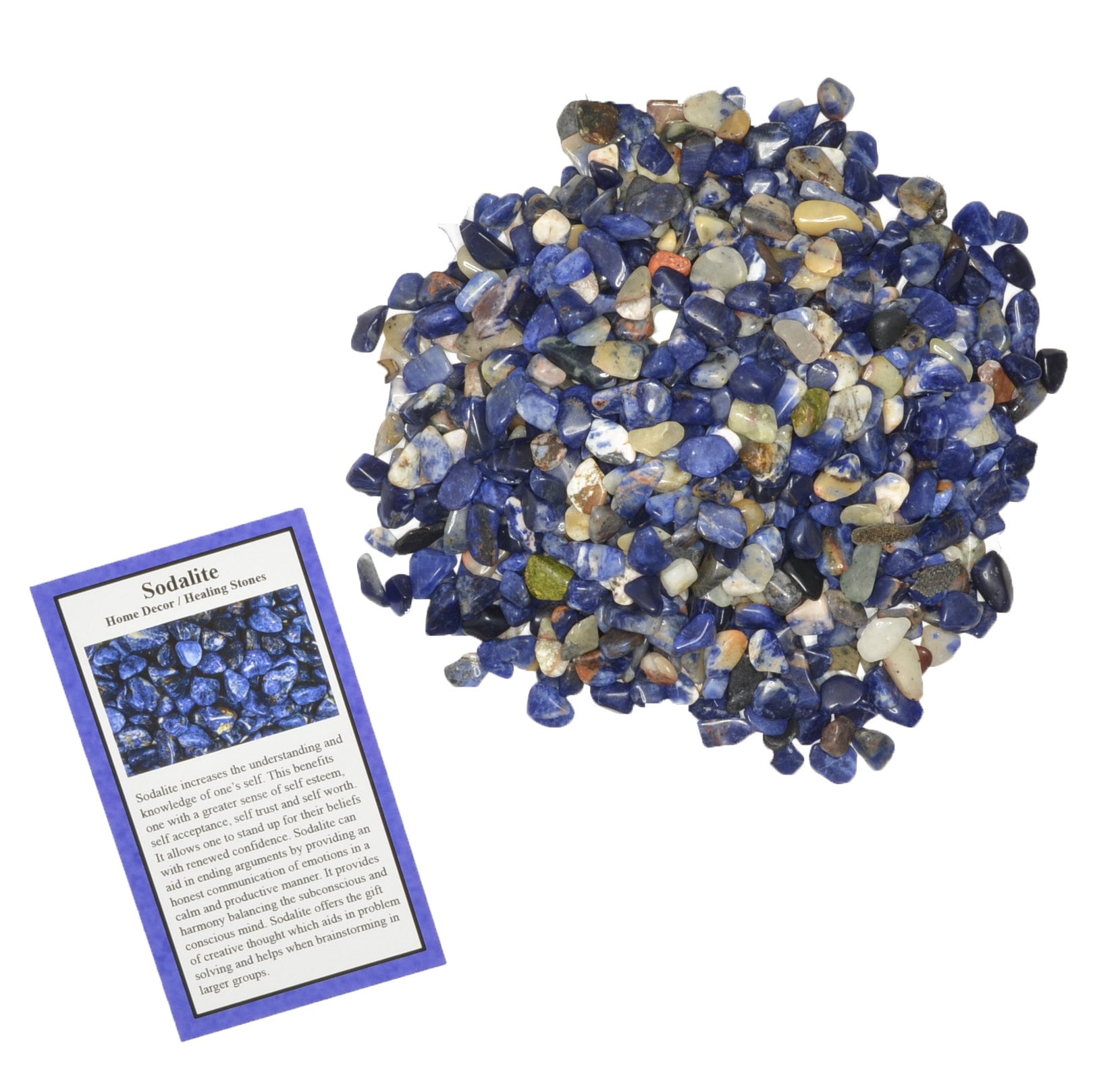 Fantasia Materials 18 lbs. Tumbled Sodalite Chip Stones With Id Card - Natural Earth Mined Brazilian Polished Rocks