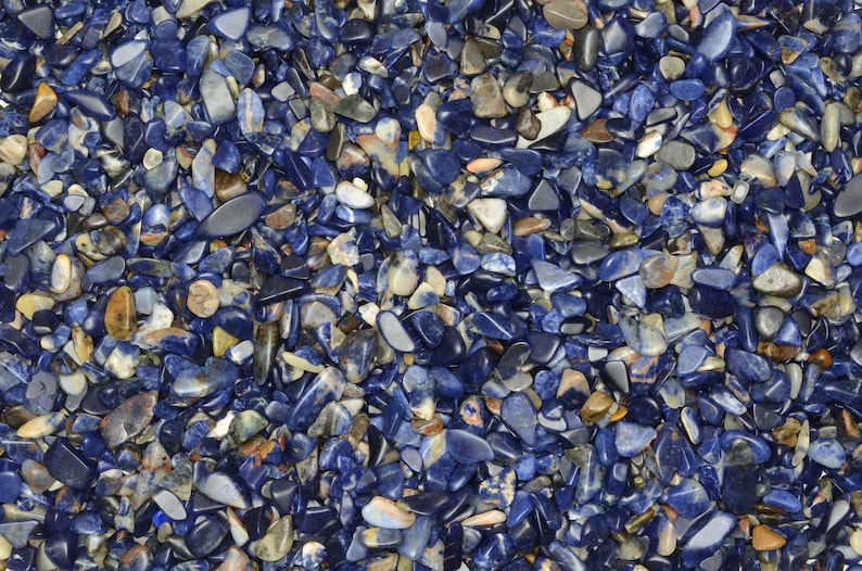 12 lb of Tumbled Sodalite Chip Size Stones w ID Card Polished Rocks! Fantasia Materials