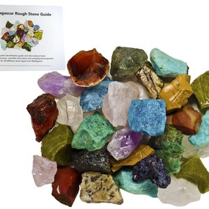 Fantasia Materials: 3 lbs Rough Madagascar Stone Mix with 30 Page Stone Info Book