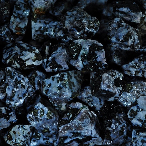 Fantasia Materials: 1 lb Indigo Gabbro / Mystic Merlinite Rough - Raw Natural Crystals for Tumbling, Wrapping, Polishing, Reiki and More!