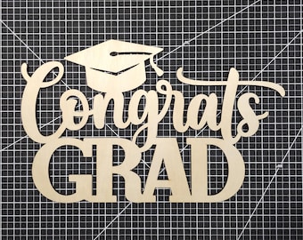Congrats Grad Wooden Sign, Graduation Party Backdrop