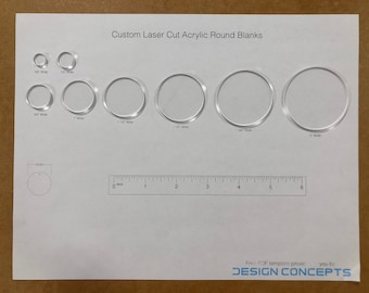 1/" clear acrylic for crafts or tabletop miniatures 50 circles