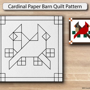 Cardinal Paper Printed Barn Quilt Pattern (Sizes)