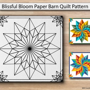 Blissful Bloom Paper Printed Barn Quilt Pattern (Sizes)