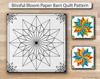 Blissful Bloom Paper Printed Barn Quilt Pattern (Sizes)