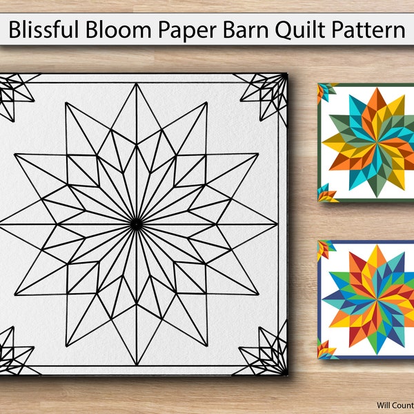 Patrón de colcha de granero con estampado de papel Blissful Bloom (Tallas)