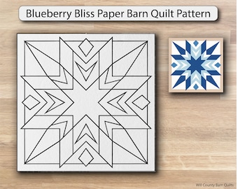 Barn Quilt Pattern, Blueberry Bliss Barn Quilt Template, Full Size Paper Stencil to Trace and Paint, Farmhouse Kitchen Decor