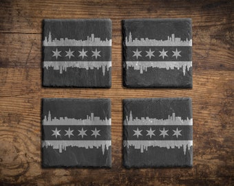 Chicago Skyline - Drink and Bar Coasters  (Set of 4)