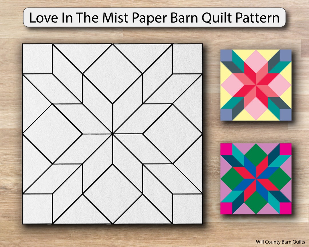 Love in the Mist Paper Printed Barn Quilt Pattern sizes - Etsy love-in-the-mist-paper-printed-barn-quilt-pattern-sizes-etsy