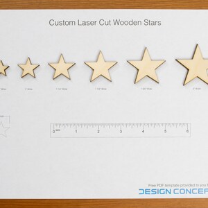Wooden stars displaying various sizes for comparison. Perfect wood stars for wood American flags.