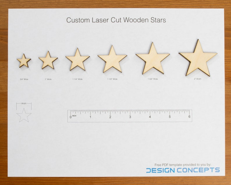 Wooden stars displaying various sizes for comparison. Perfect wood stars for wood American flags.