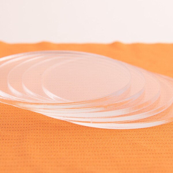 10 Large Clear Acrylic Plastic Discs (Sizes)