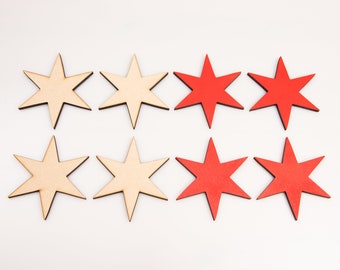 Set of 4, Chicago Flag 6 Pointed Stars