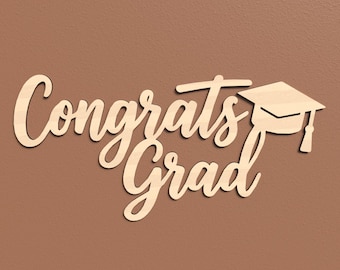 Congrats Grad Sign, Graduation Welcome Sign, Class of 2027, Wood Grad Party Backdrop Decor, Laser Cut Cutout