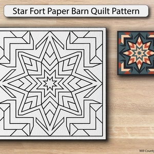 Star Fort Paper Printed Barn Quilt Pattern (Sizes)