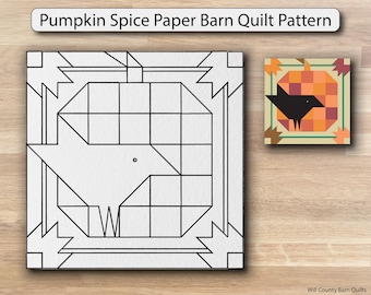 Barn Quilt Stencil, Pumpkin Spice Barn Quilt Pattern, Full Size Paper Stencil for Painting on Wood, Fall Autumn Barn Decor