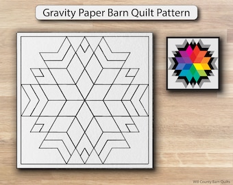 Barn Quilt Stencil, Gravity Barn Quilt Pattern, Full Size Paper Stencil to Trace and Paint, Modern Geometric Barn Art