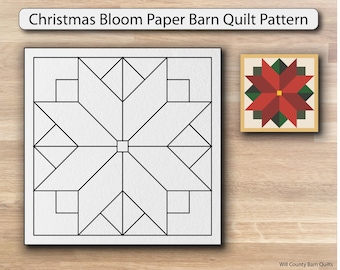 DIY Barn Quilt Pattern, Christmas Bloom Barn Quilt Template, Full Size Paper Stencil to Trace and Paint, Holiday Barn Decor