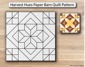 Barn Quilt Pattern, Harvest Hues Barn Quilt Template, Full Size Paper Stencil for Painting on Wood, Fall Autumn Barn Decor
