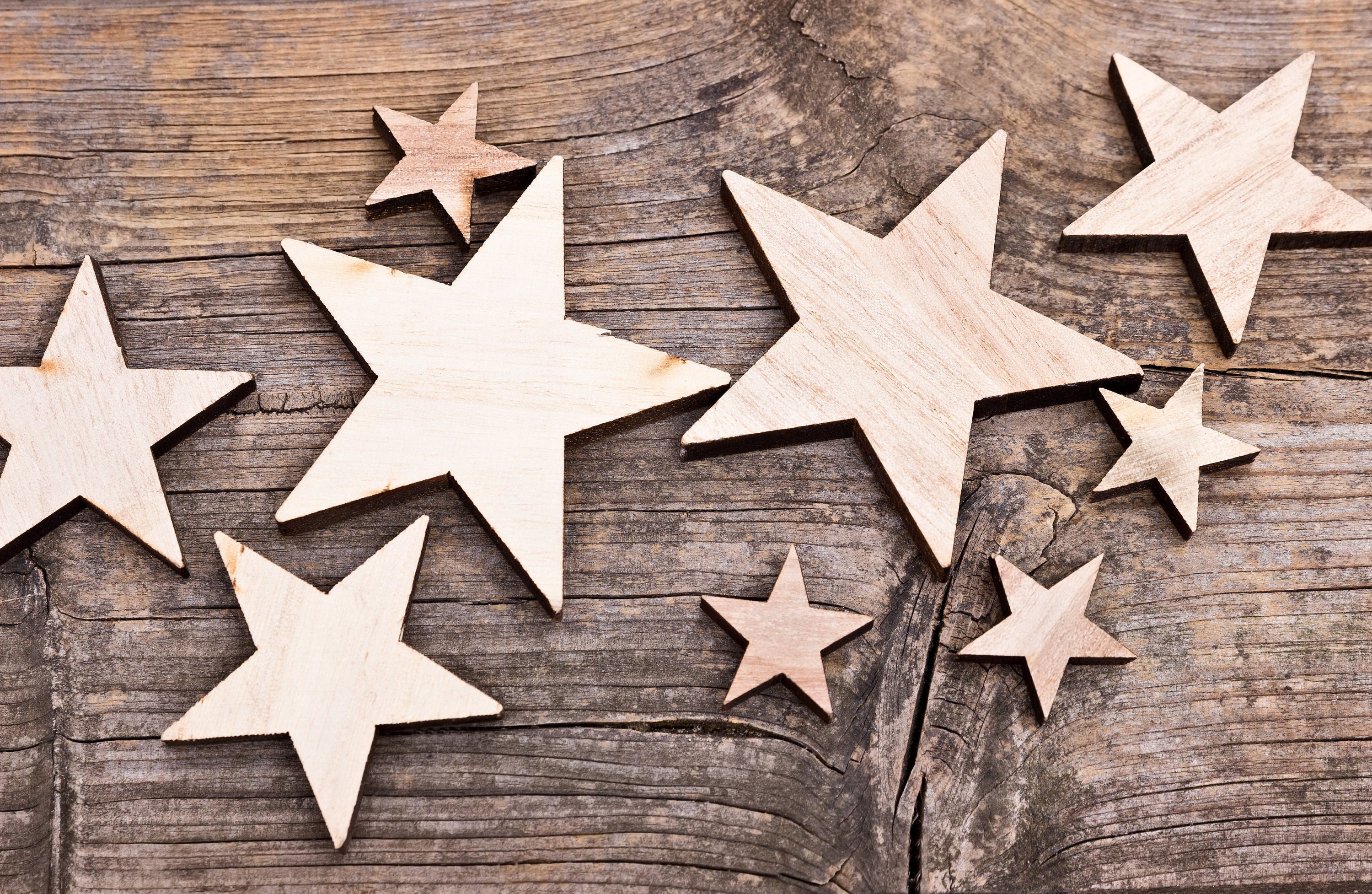 BULK QUANTITY Wooden Stars,  1/8" Thick Flag Stars,  Collage, Fl…