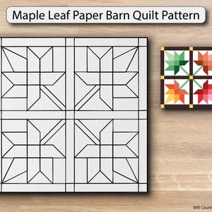 Maple Leaf Paper Printed Barn Quilt Pattern (Sizes)