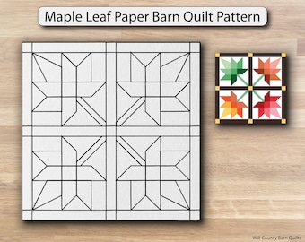 Maple Leaf Paper Printed Barn Quilt Pattern (Sizes)