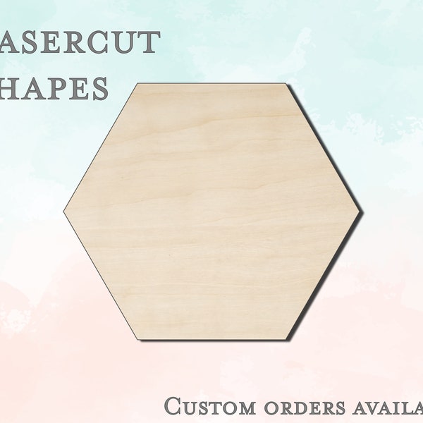 Wood Hexagon Shape - Unfinished Wood Cutout - Small, Large