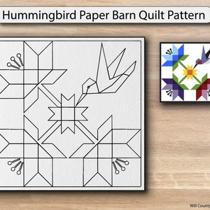 Hummingbird Paper Printed Barn Quilt Pattern (Sizes)