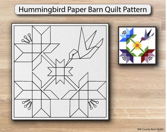 Hummingbird Paper Printed Barn Quilt Pattern (Sizes)