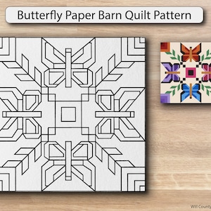 Butterfly Paper Printed Barn Quilt Pattern (Sizes)