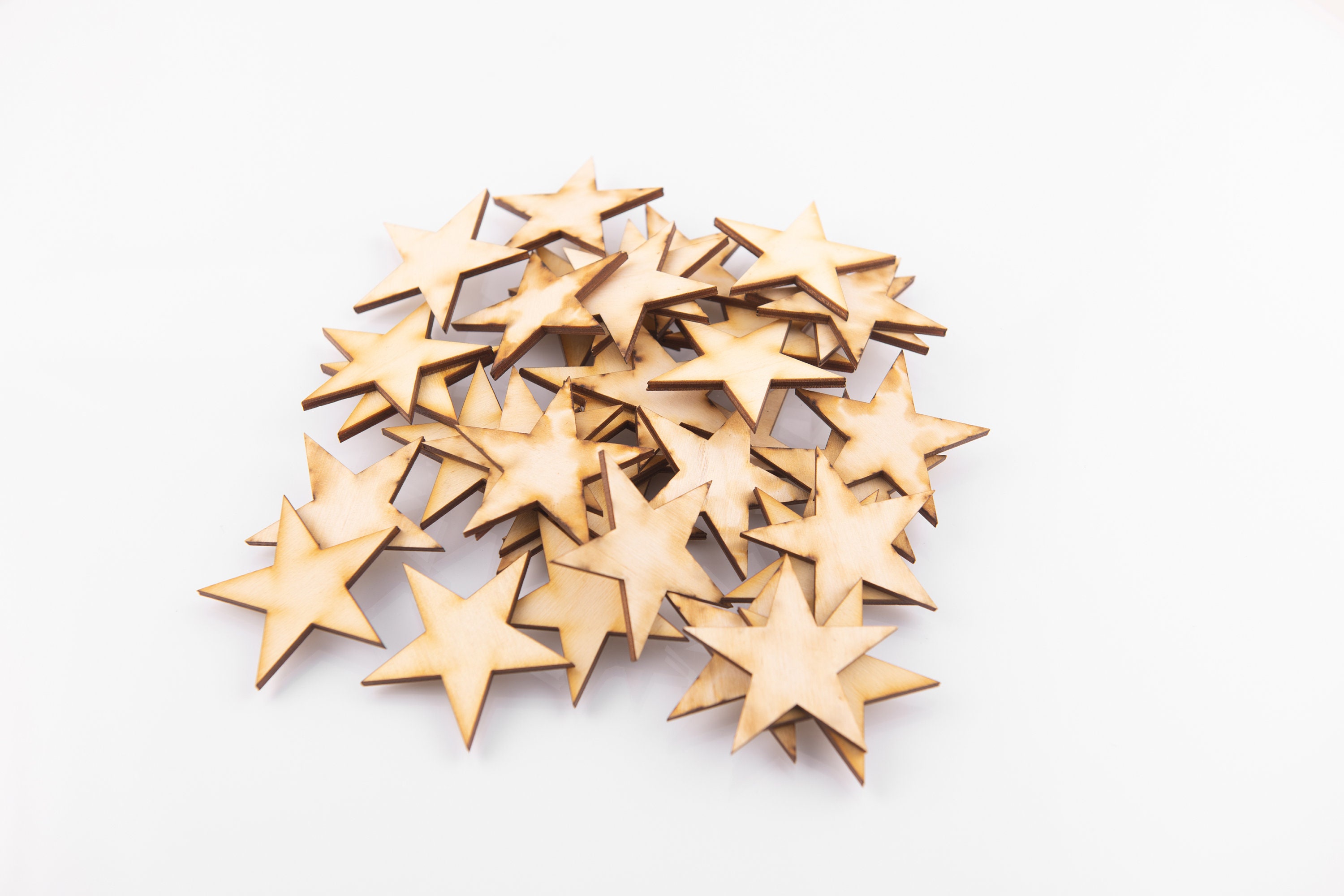 50pcs - 2in Rustic/burned Wood Stars, 1/8in Thick, Wooden Stars- DIY ...