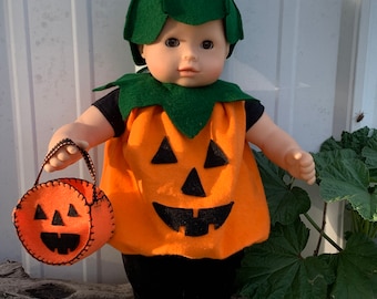 Handmade Clothes for AG Bitty Baby and 15” dolls-Halloween Pumpkin