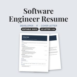 Mall för CV för mjukvaruingenjör, CV för utvecklare, personligt brev för IT (redigerbar .docx)
